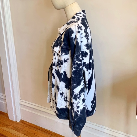 Worthy Threads Tie Dye Denim Boyfriend Trucker Jacket Size S - Picture 1 of 12